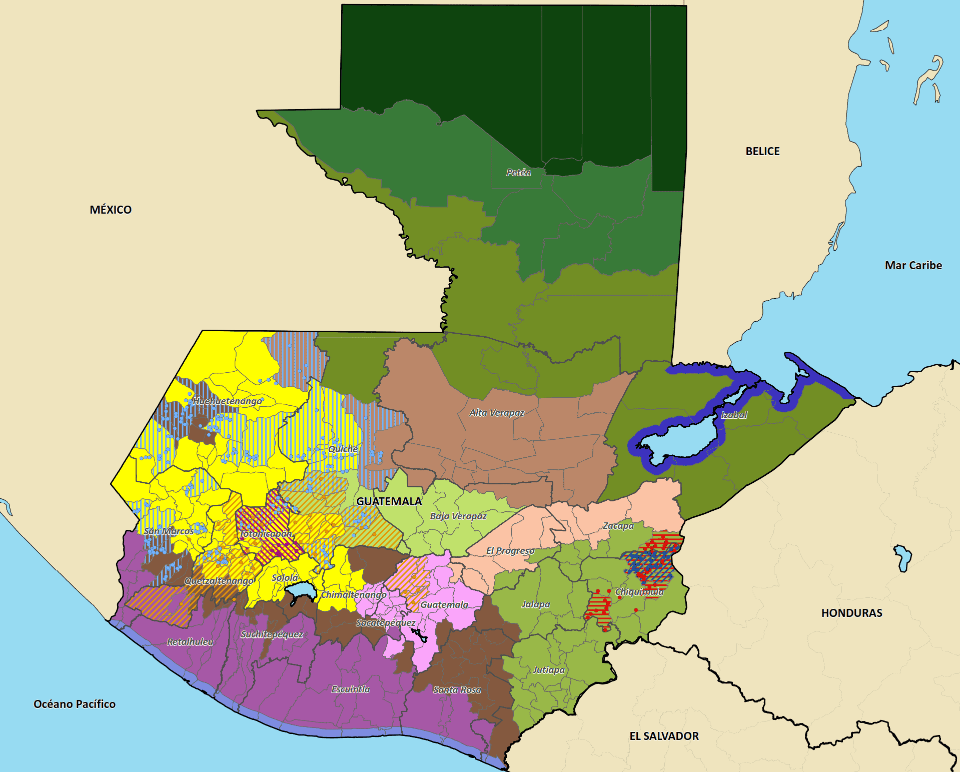 Mapa de municipios de intervención por parte de la ONG Catholic Relief Services