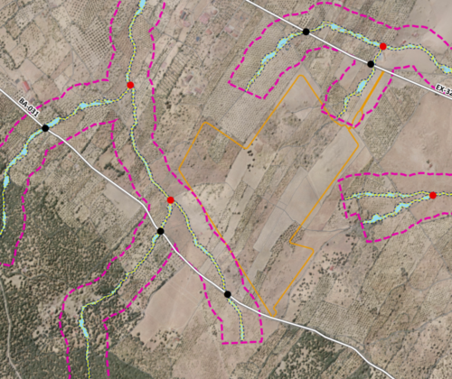 Estudio Hidráulico 1,5D y obtención de cartografías de Inundabilidad de Salvatierra de los Barros, Badajoz
