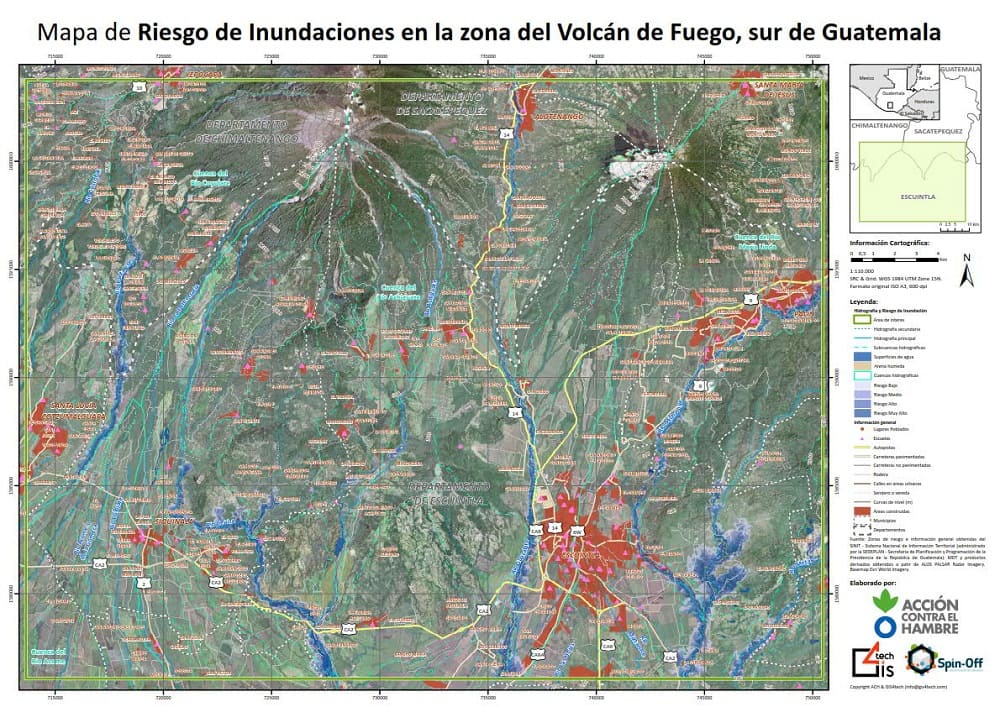 Cartografía de riesgo de inundaciones del Volcán de Fuego en Guatemala realizado tras su erupción
