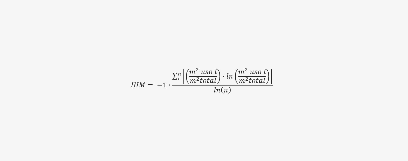 Formula del método para calcular la Homogeneidad de los Usos del Suelo en Una Ciudad